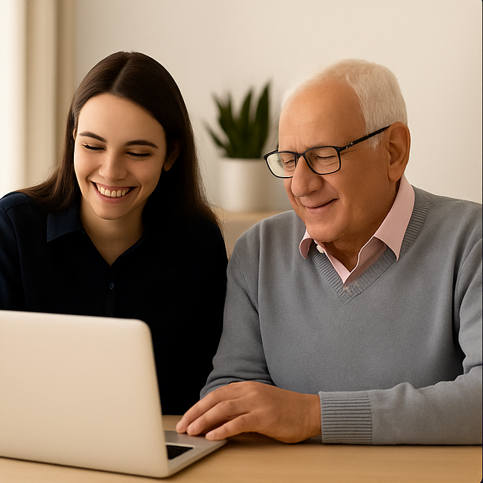 Użytkownik i doradca przy komputerze